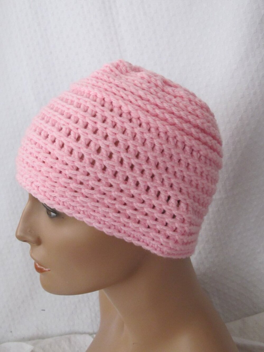 Handmade Pink Ribbed Messy Bun Hat